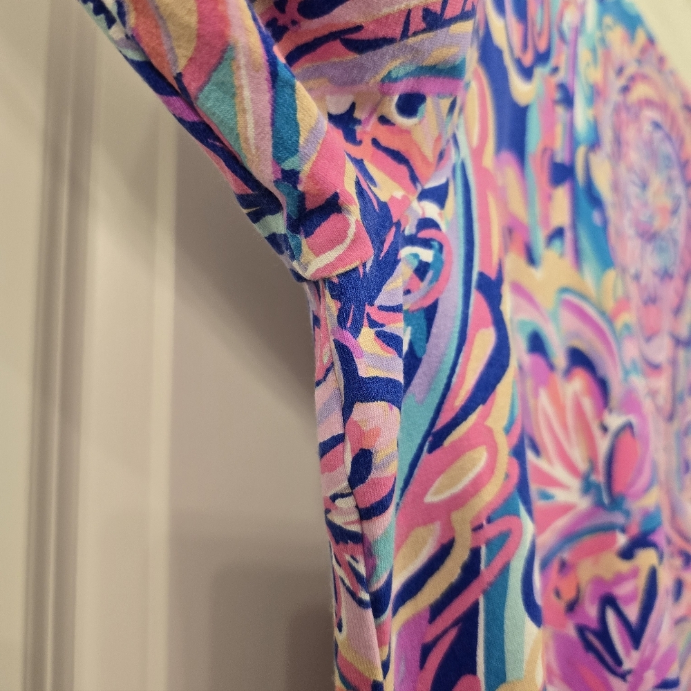 Lilly Pulitzer Size XL Sophie Dress 50+ UPF. Blue Current Drop Me A Line ❤️ EEUC - Picture 9 of 12